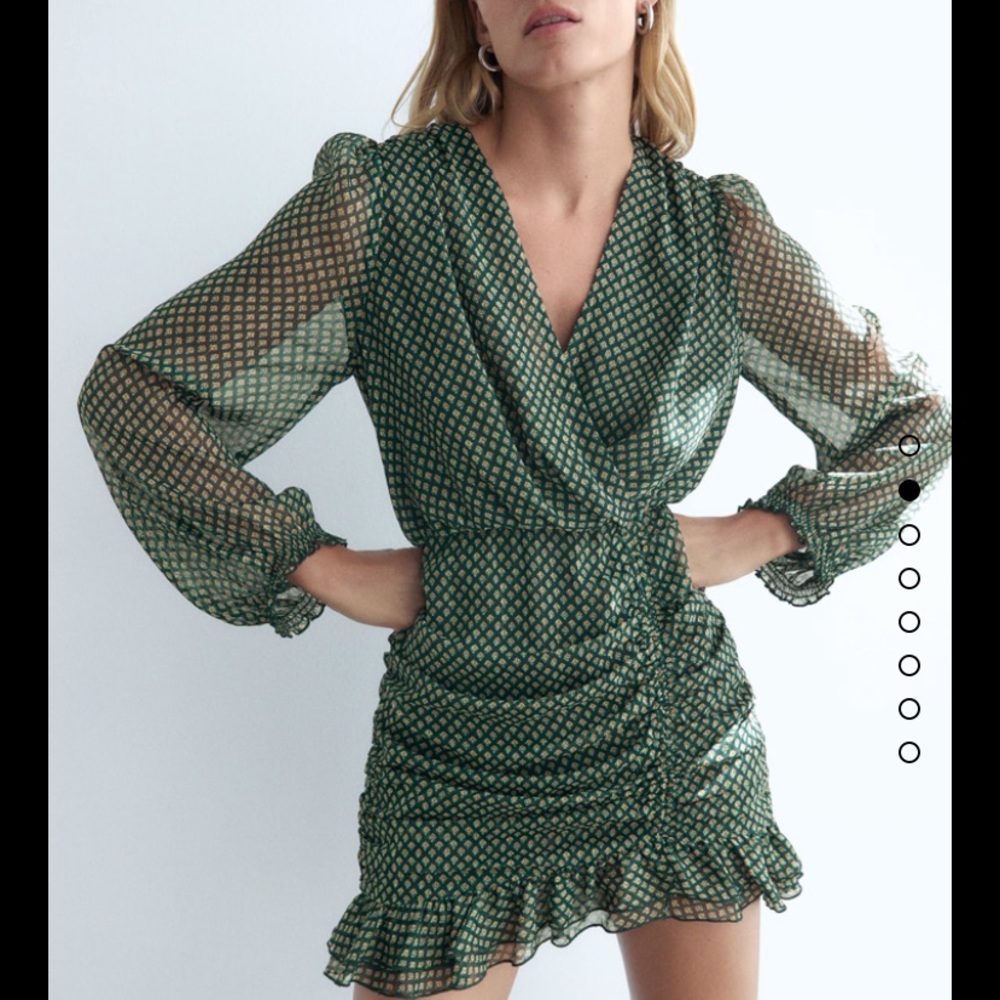 Zara draped dress with metallic thread